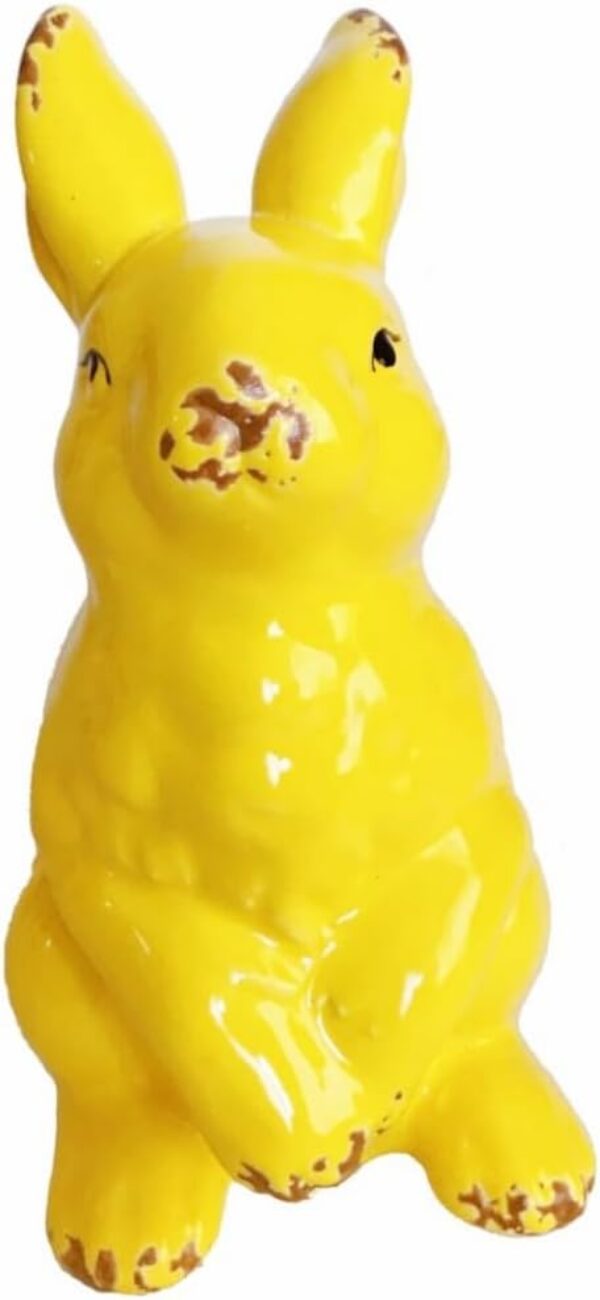 Yellow Ceramic Bunny Figurines Home Decor