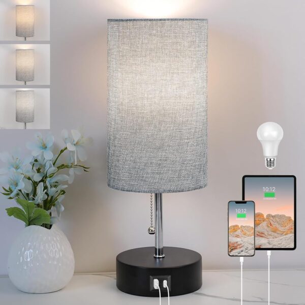 3-Color Temperature Bedside Lamp with USB