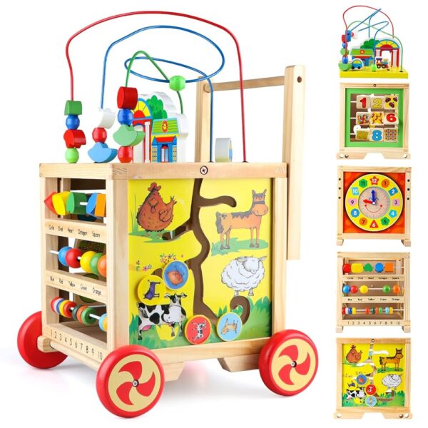 6-in-1 Wooden Montessori Activity Cube for Toddlers