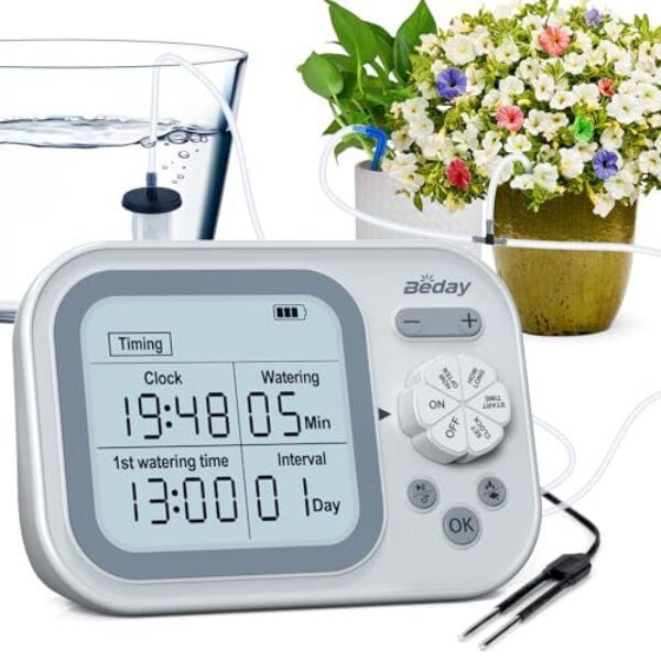 Automatic Plant Waterer Indoor,Self Watering System for 15 Potted Plants,Automatic Drip Irrigation Kit Programmable Water Timer,Smart Humidity Detection Watering