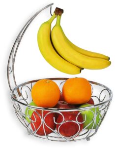 Chrome Fruit Basket with Banana Tree Hanger