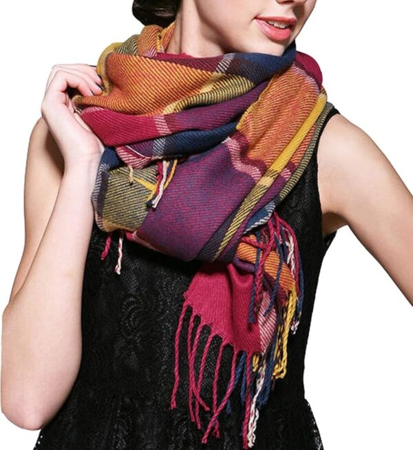 Loritta Women's Long Plaid Scarf Wrap