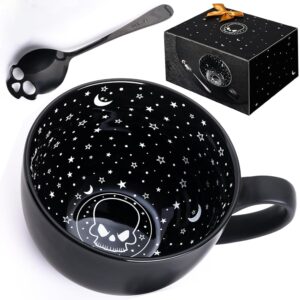 Midnight Skull Coffee Mugs with Spoons