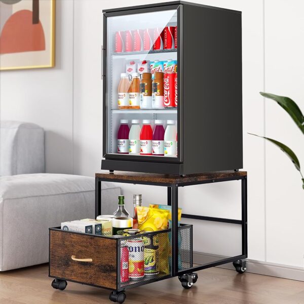 Mobile Mini Fridge Stand with Storage