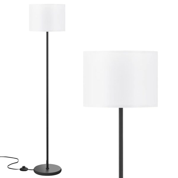 Modern Black Floor Lamp with White Shade