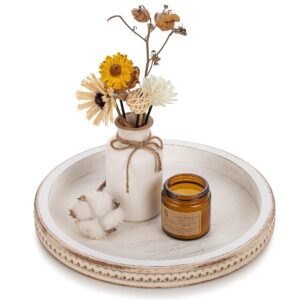 White Washed Wooden Serving Tray Decor