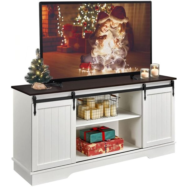 Yaheetech Farmhouse TV Stand with Barn Doors