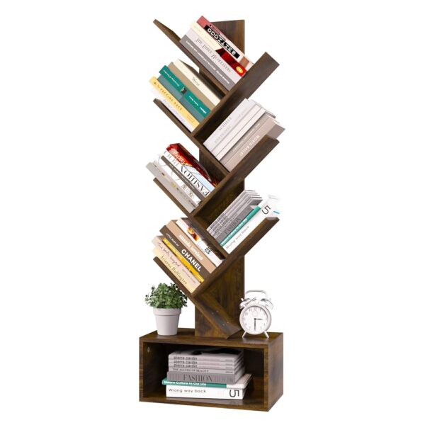 Yoobure 6-Shelf Retro Wood Bookshelf