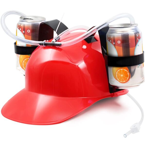 Drinking Helmet Can Holder Hat - Red/Yellow