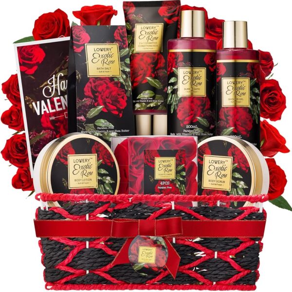 Exotic Rose Spa Gift Basket for Her