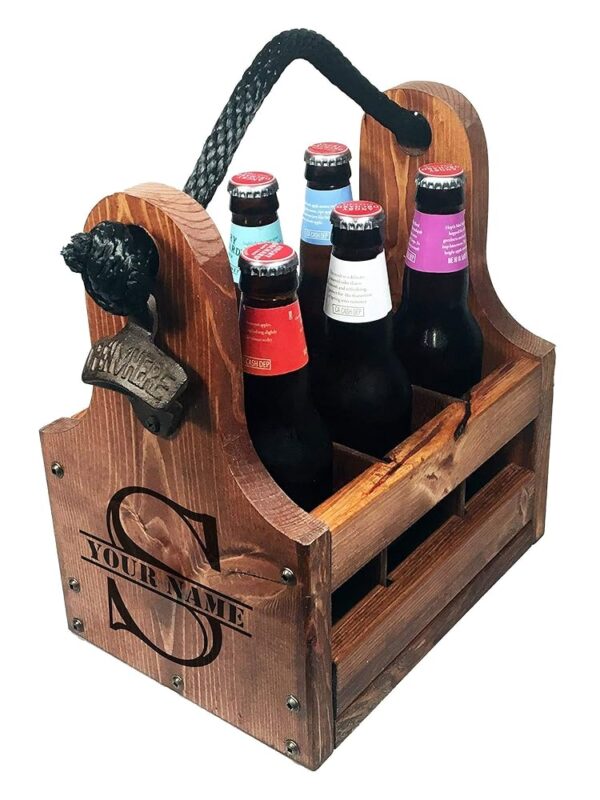 Handcrafted Wooden Beer Bottle Caddy