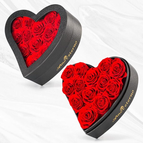 Heart-Shaped Leather Preserved Roses Box