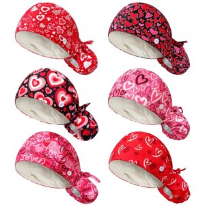 Jadive Satin Lined Heart Pattern Scrub Caps