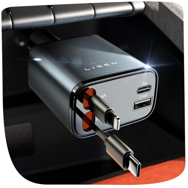 LISEN 69W Retractable USB C Car Charger