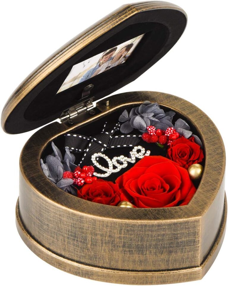 Preserved Red Roses in Musical Box