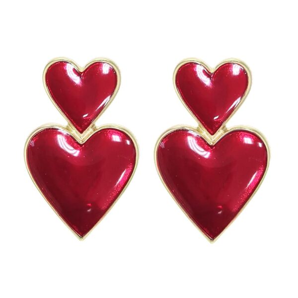 Red Heart Drop Earrings for Valentine's Day