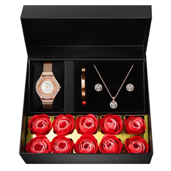 Rose Gold Women’s Watch and Jewelry Set