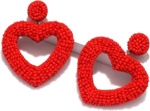 Valentine's Day Heart Beaded Earrings