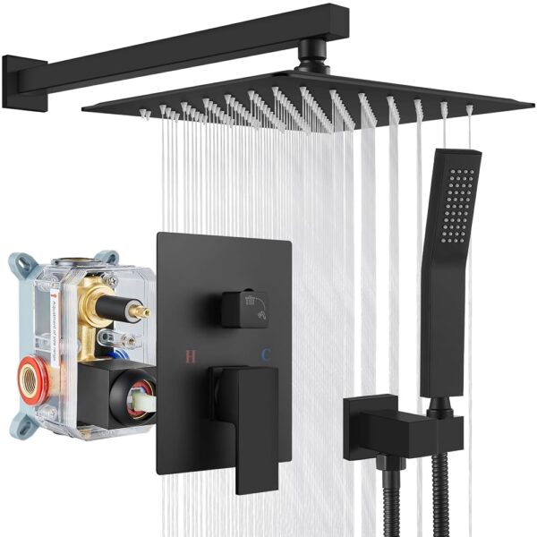 gotonovo Matte Black Rain Shower System