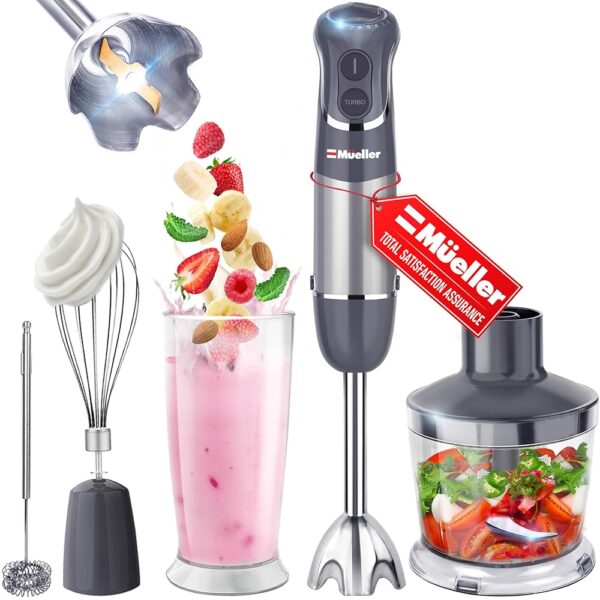 Mueller 4-in-1 Immersion Blender with Turbo Boost