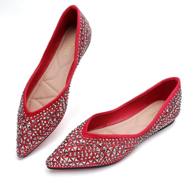 Rhinestone Pointed Ballet Flats for Women